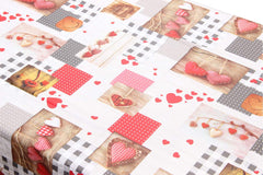 Heart Home 40"x60" Heart Design PVC Waterproof, Antislip & Wipe Clean Center Table Cover for 4 Seater (White & Red)-HS43HEARTH25566
