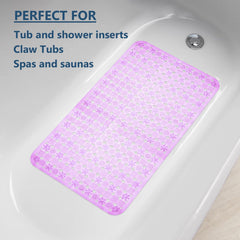 Heart Home Bath Mat | PVC Bathroom Mat | Shower Bath Mat | Transparent Round Check Floor Tub Mat | Foot Massager Mat | Anti-Skid Floor Shower Mat | Pack of 2 | Multi