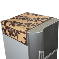 Kuber Industries Leaf Design PVC Fridge Top Cover - Brown