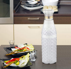 Heart Home Plastic Ragular Crystal Design Water Bottle for Home & Traveling, 1Ltr. Set of 3 (Transparent) 54HH4305.