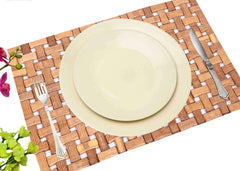 Kuber Industries Bamboo Design Wooden 6 Piece Dining Table Placemat Set - Brown