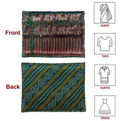 Kuber Industries Bandhani Print PVC Foldable Single Saree Cover|Clothes Storage For Saree, Lehenga, Suit With Transparent Pack of 9 (Green)