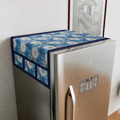Kuber Industries Fridge Top Cover & Handle Cover Set | Fridge Top & Handle Cover Set | Refrigerator Cover & Handle Cover Combo Set | Sunflower Fridge & Handle Cover | Blue