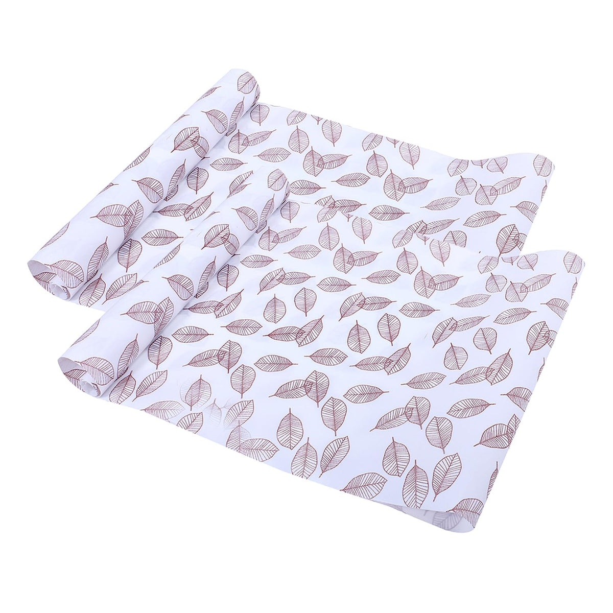 Heart Home Shelf Liner | EVA Kitchen Cabinet Shelf Mat | Anti-Slip Bathroom Mat | Fridge Mat | Table Mat | Brown Leaf Wardrobe Mat | 1.5 Meter | Pack of 2 | White