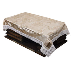 Kuber Industries Floral PVC 4 Seater Center Table Cover - Silver
