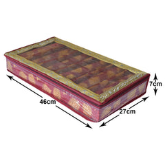 Heart Home Multipurpose Feather Design Laminated 6 Rod Bangle Box/Organizer/Case With Tranasparent Top (Maroon)-47HH0213