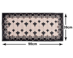Heart Home Multiuses Floral Print Rectangular Cotton Table Runner for Dining and Center Table (Black)-50HH01277