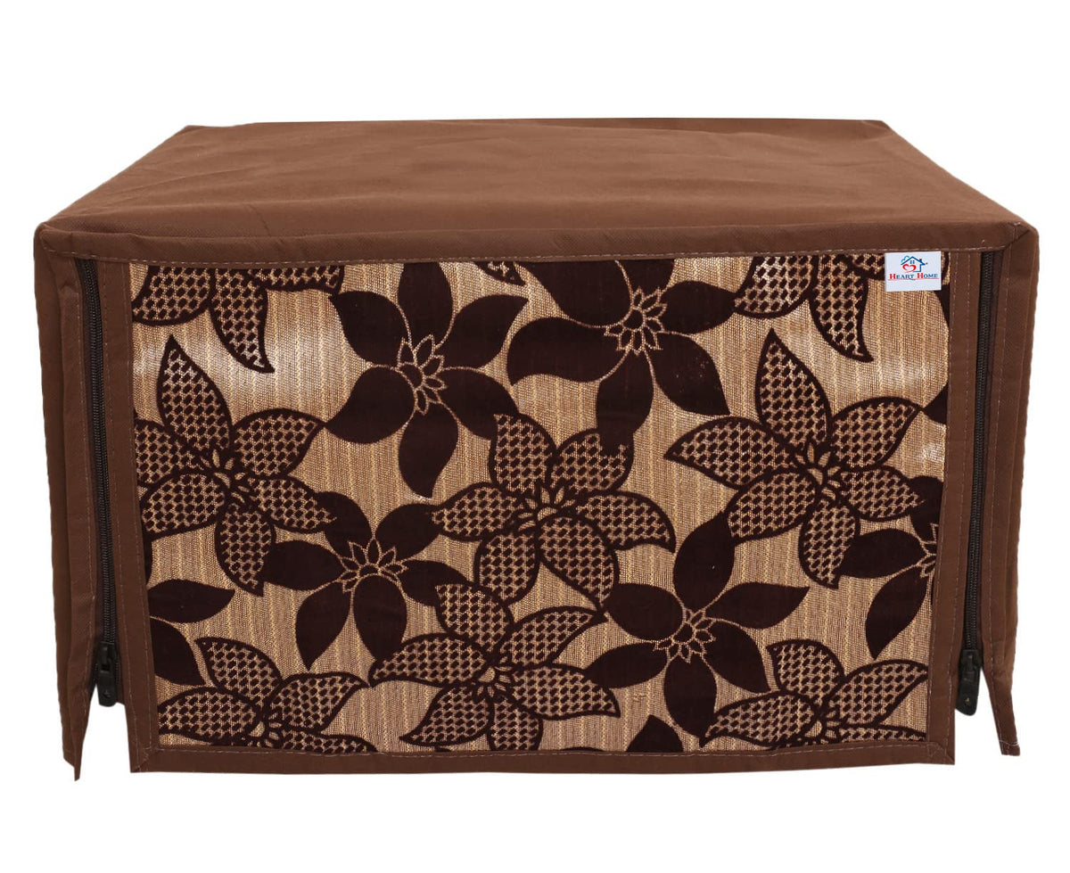 Heart Home Velvet Flower Printed Microwave Oven Cover,25 LTR. (Brown)-HS43HEARTH26061