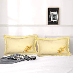Kuber Industries Embroidery Pattern Breathable & Soft Cotton Pillow Cover for Sofa, Couch, Bed, Set of 6 (Yellow) 54KM4118