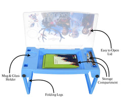 Heart Home Multiuses Disney Frozen Print Plastic Study Desk/Laptop Table with Camparment for Home & Office (Blue) 52HH4106
