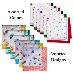 Kuber Industries Cotton Premium Collection Handkerchief|Small Flower Design & Colorful Look|Size 30 x 30 x CM, Set of 12 Piece (Multicolor)