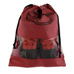 Heart Home 6 Piece Non Woven Travel Shoe Cover, String Bag Organizer, Maroon HEART5247, Standard