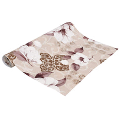 Kuber Industries Flower Design PVC Wardrobe Kitchen Drawer Cupboard Cabinet Shelf Mat, Shelf Liner 5 Mtr (Cream) - CTKTC040191, Standard