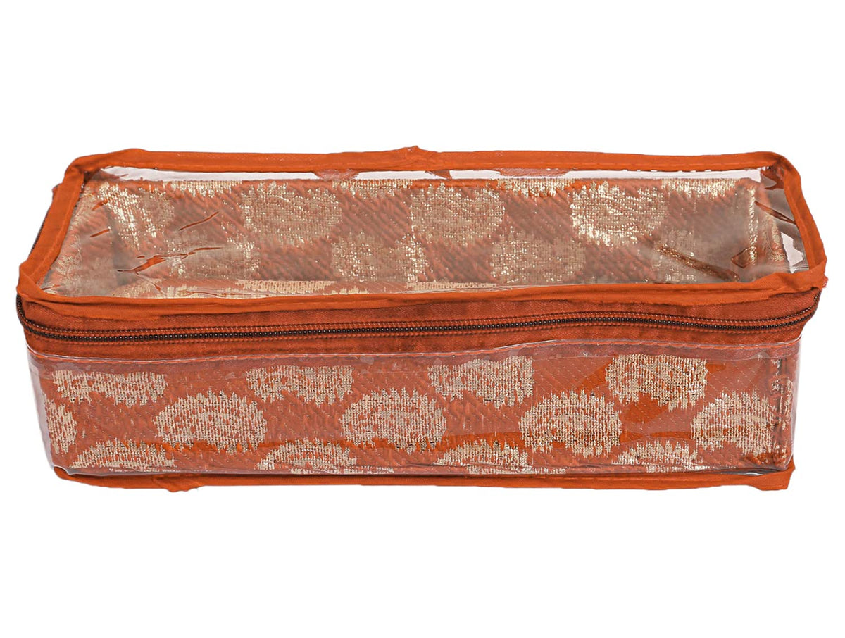 Kuber Industries Multipurpose Carry Design Laminated 1 Rod Bangle Box/Organizer/Case With Tranasparent Top (Orange)-47KM01