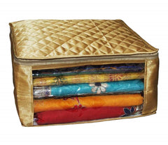 Kuber Industries 4 Piece Satin Saree Cover Set, Gold