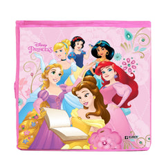 Kuber Industries Disney Princess Print Storage Box|Foldable Clothes Organizer|Collapsible Storage Basket With Handle For Toys,Books,30 Ltr.Pack of 4 (Pink)