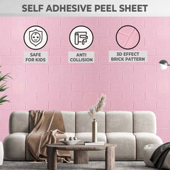 Kuber Industries Foam Brick Pattern 3D Wallpaper for Walls | Soft PE Foam | Easy to Peel, Stick & Remove DIY Wallpaper | Suitable on All Walls | Pack of 5 Sheets, 70 cm X 77 cm