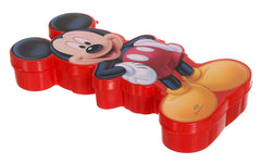 Heart Home Mickey Mouse Design Double Deck Durable Plastic Pencil Box, Small Plastic Pencil Case With Free Stationery (Red)