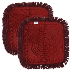 Heart Home Velvet Circle Print Pooja Aasan/Prayer Aasan/Meditation Mat for Home Pack of 2 (Maroon) 54HH4137.