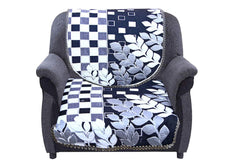 Kuber Industries Leaf Print 6 Piece Velvet 5 Seater Sofa Cover Use Both Side, Living Room, Drawing Room, Bedroom, Guest Room - Black-KUBMART011150