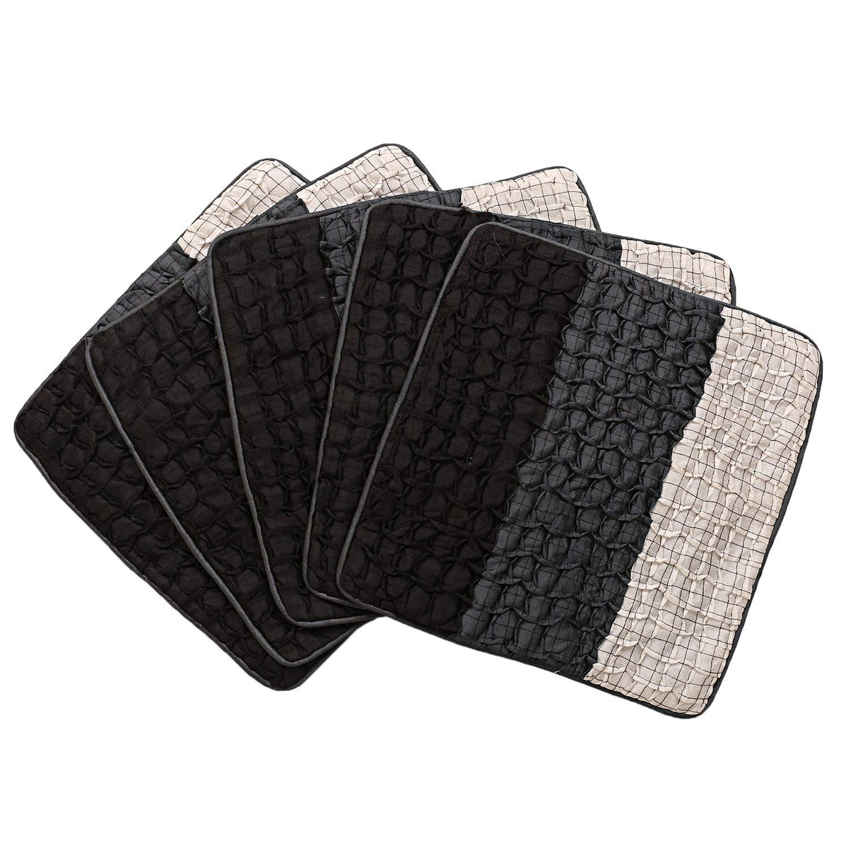 Kuber Industries Checkered 5 Piece Cotton Cushion Cover - 17"x17", Grey