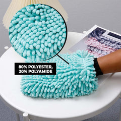 Kuber Industries Chenille Dry Mitt Gloves|Multi-Purpose Gloves for Kitchen, Home & Laptop Cleaning|Lint & Scratch Free|Super Absorbent||Light Green