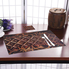 Kuber Industries Square Pot Design PVC 6 Piece Dining Table Placemat Set with Tea Coasters (Brown)-CTKTC032186