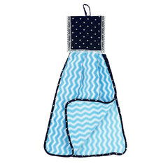 Kuber Industries Napkin | Washbasin Hanging Napkin | Kitchen Towel with Ties | Napkin for Kitchen | Zig Zag Napkin for Bathroom | Hand Towel for Kitchen | Pack of 2 | Blue