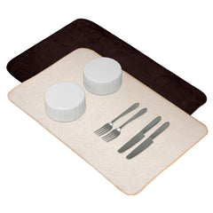 Heart Home Dish Dry Mat | Microfiber Self Drying Mat | Kitchen Drying Mat | Water Absorbent Kitchen Mat | Embossed Dish Dry Mat | 50x70 | Pack of 2 | Cream & Brown