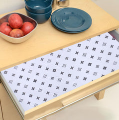 Kuber Industries Shelf Liner | EVA Kitchen Cabinet Shelf Mat | Anti-Slip Bathroom Mat | Fridge Mat | Table Mat | Star Print Print Wardrobe Mat | 3 Meter | White