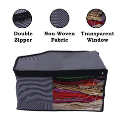 Heart Home Non-Woven Lining Print Foldable Blouse Cover|Clothes Organizer For Home & Traveling With Front Window Extra Large Pack of 9 (Gray)