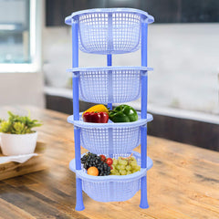 Kuber industries Plastic 2 Pieces 4 Layer Multi-Purpose Kitchen Storage Basket Rack (Blue)-CTKTC25224