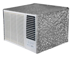 Kuber Industries PVC Check Print Dustproof Window A/C Cover For Outdoor For 1.5 Ton (Grey)