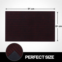 Kuber Industries Microfiber Striped Solid Anti-Slip Large Door Mat|Bath mat for Home,Living Room Entrance,24"x 36",(Maroon)