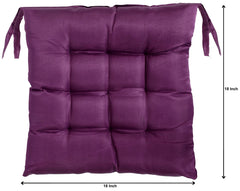 Heart Home Microfiber Square Chair Pad Seat Cushion for Car Pad, Office Chair, Indoor/Outdoor, Dining Living Room, Kitchen with Ties-Pack of 2, 18 * 18 Inch (Purple), Standard (HS_37_HEARTH020826)