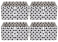 Kuber Industries Dot Printed Printed Multipurposes Rectangular Flodable Storage Box, Drawer Storage and Cloth Organizer- Pack of 4 (Black & White)-HS43KUBMART26347
