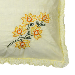 Kuber Industries Embroided Design 2 Piece Cotton Pillow Cover Set-17"x27" (Cream) Luxury Pillow Covers - CTKTC040275, 200 TC