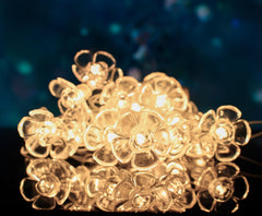 Kuber Industries Diwali Lights | 14 Flower Fairy Lights for Diwali | Christmas | Home Decoration | Indoor & outdoor | Diwali Lights for Decoration | Crystal Flower | White