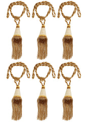 Kuber Industries Beads Beautiful Design Polyester 6 Pieces Curtain Tie Back Tassel Set (Gold) CTKTC33520