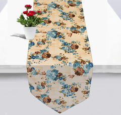 Kuber Industries Flower Design Cotton Table Runner for Family Dinners or Gatherings, Indoor or Outdoor Parties & Everyday Use, 16"x68"inch (Blue)