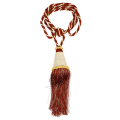 Kuber Industries Beads Beautiful Design Polyester 6 Pieces Curtain Tie Back Tassel Set (Light Brown) CTKTC33544
