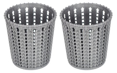 Heart Home Round Shape M 10 Multipurpose Plastic Holder/Organizer for Kitchen, Bathroom, Office, Living Room - Pack of 2 (Grey)-46HH0426