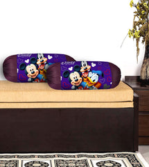 Kuber Industries Disney Team Mickey Bolster Cover|Polyester Bolster Cover Set|Diwan Round Bolster Pillow Covers|Luxurious Roll Masand Cover|Pack of 4 (Blue)