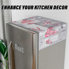 Kuber Industries Fridge Top Cover | Fridge Top Cover with Pockets | Refrigerator Top Cover for Kitchen | Fridge Top Cover with 6 Utility Pockets | Flower Fridge Top Cover | Gray