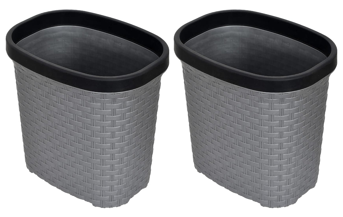 Heart Home Plastic Open Dustbin, Garbage Bin, Trash Can, Waste Bin, 7 Litre- Pack of 2 (Grey)-47HH0713