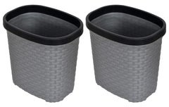 Heart Home Plastic Open Dustbin, Garbage Bin, Trash Can, Waste Bin, 7 Litre- Pack of 2 (Grey)-47HH0713