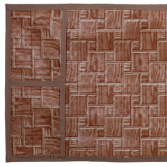 Heart Home Wooden Check Printed PVC Decorative Microwave Oven Top Cover with 4 Utility Pockets (Brown)