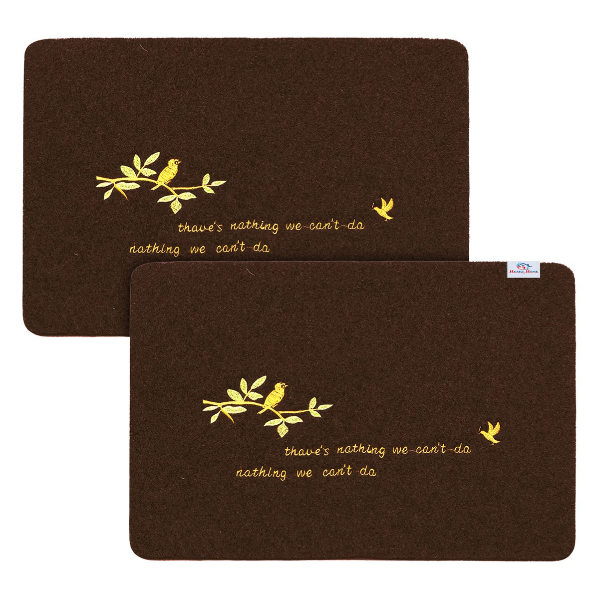 Heart Home Microfiber Door Mat for Porch/Kitchen/Bathroom/Laundry Room,Pack of 2 (Brown) 54HH3981.