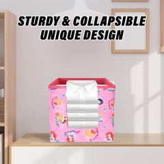 Kuber Industries Disney Princess Shirt Stacker | Non-Woven Wardrobe Organizer | Collapsible Clothes Organizer For Toys | Books With Handle | Pink