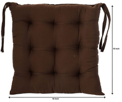 Heart Home Microfiber Square Chair Pad/Cushion for Office, Home or Car Sitting with Ties, 18 * 18 Inch (Brown), (Model: HS_37_HEARTH020841)